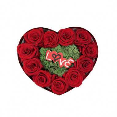 Box Cuore Rose Stabilizzate con Biscotto Love shop online