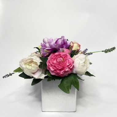 Vaso Quadrato con fiori artificiali shop online