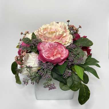Vaso Quadrato con fiori artificiali shop online